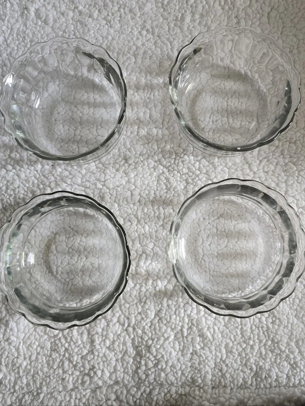 VTG Anchor Hocking Clear Glass Scalloped Bowls 10oz Custard Cups 4.75